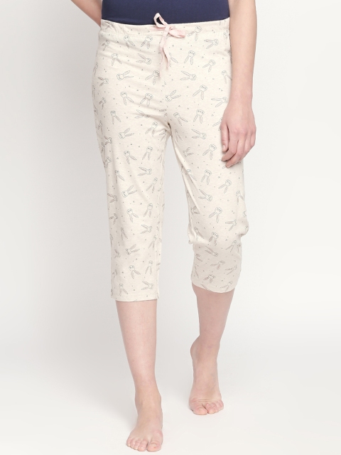 

Dreamz by Pantaloons Women Beige Printed Regular Fit Capris