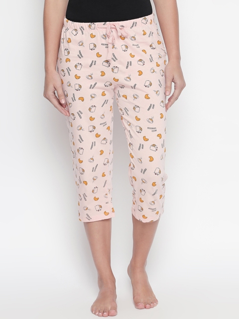 

Dreamz by Pantaloons Women Peach-Coloured Printed Regular Fit Capris