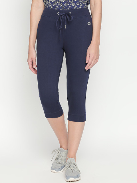 

Ajile by Pantaloons Women Navy Blue Solid Skinny Fit Capris