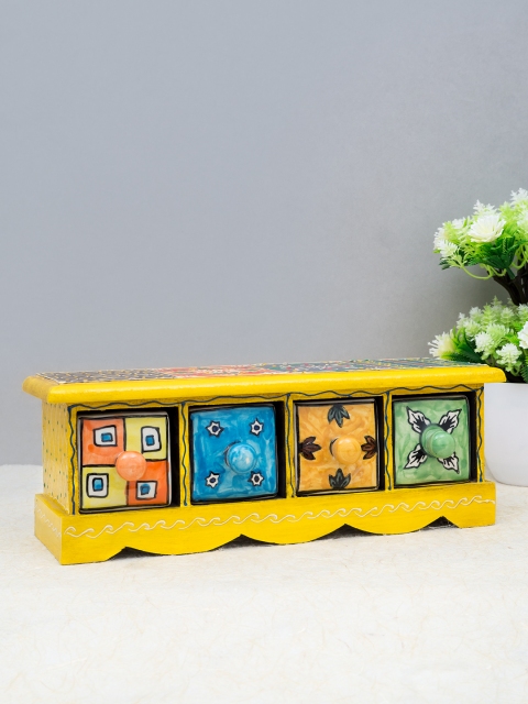 

Golden Peacock Multicoloured Wood & Ceramic 4 Drawer Trinklet Box, Multi
