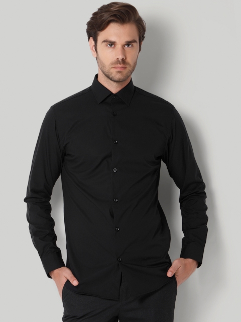 

SELECTED Men Black Solid Slim Fit Casual Shirt