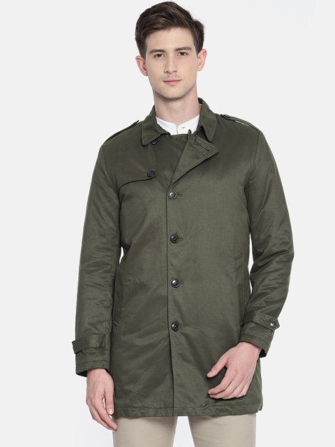 

SELECTED Men Olive Green Solid Longline Tailored Jacket