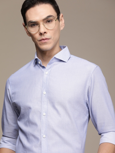 

SELECTED Men Blue Solid Slim Fit Opaque Pure Cotton Casual Shirt
