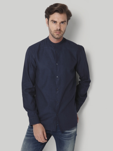 

SELECTED Men Navy Blue Solid Slim Fit Casual Shirt
