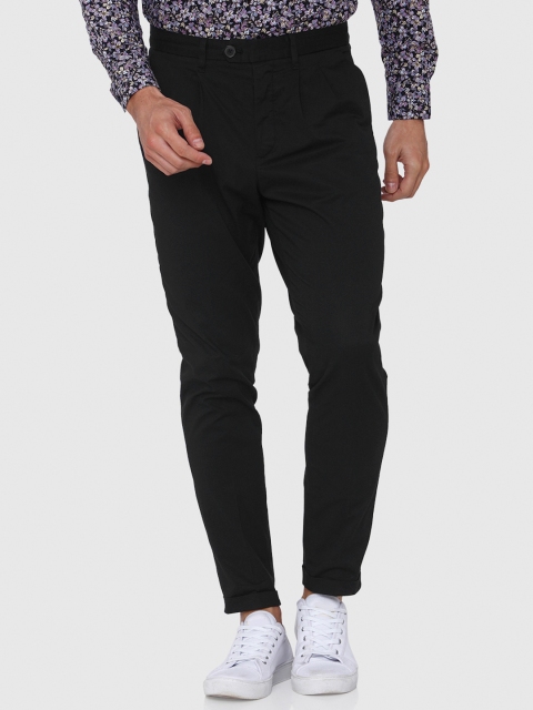 

SELECTED Men Black Tapered Fit Pleated Trousers