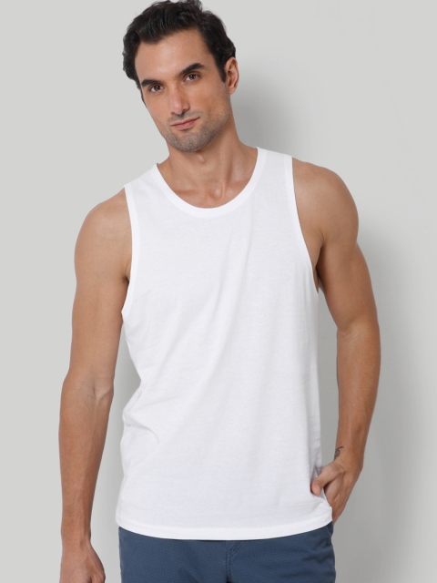 

SELECTED Men White Solid T-shirt