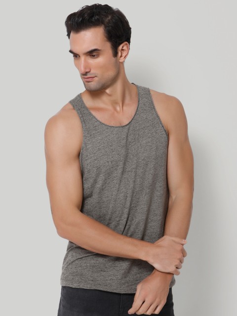 

SELECTED Men Grey Melange Sleeveless T-shirt