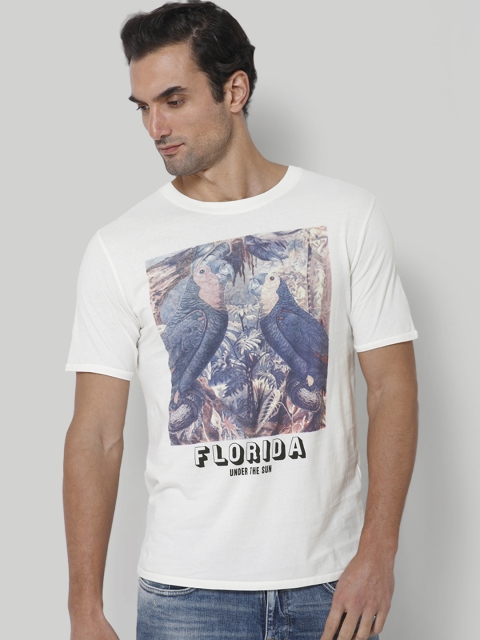 

SELECTED Men Off White Printed T-shirt