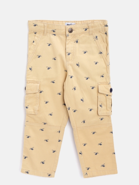 

Nauti Nati Boys Beige & Navy Blue Regular Fit Printed Cargos