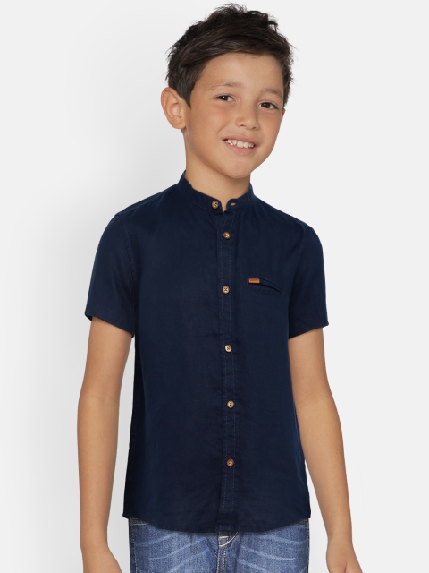 

Indian Terrain Boys Navy Blue Solid Casual Shirt