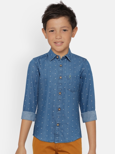 

Indian Terrain Boys Blue & White Regular Fit Printed Casual Shirt