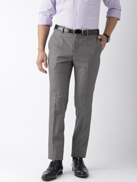 

Raymond Men Grey Slim Fit Self Design Regular Trousers