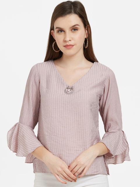 

Soie Women Mauve Striped Top