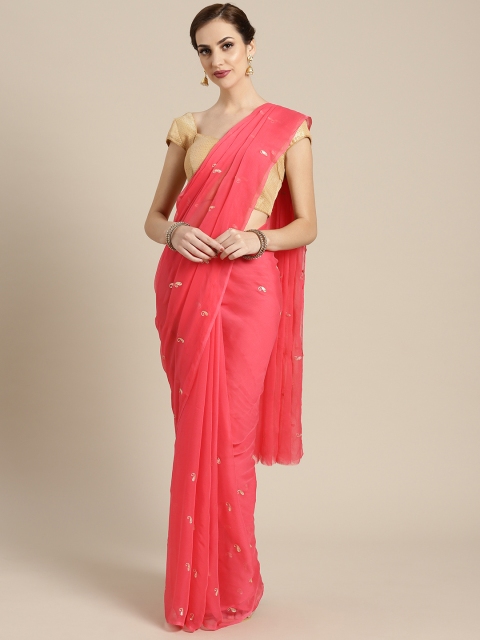 

Geroo Jaipur Pink Aari Embroidered Pure Chiffon Saree