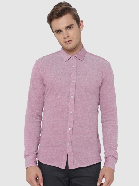 

Jack & Jones Men Maroon & White Regular Fit Self Design Casual Shirt