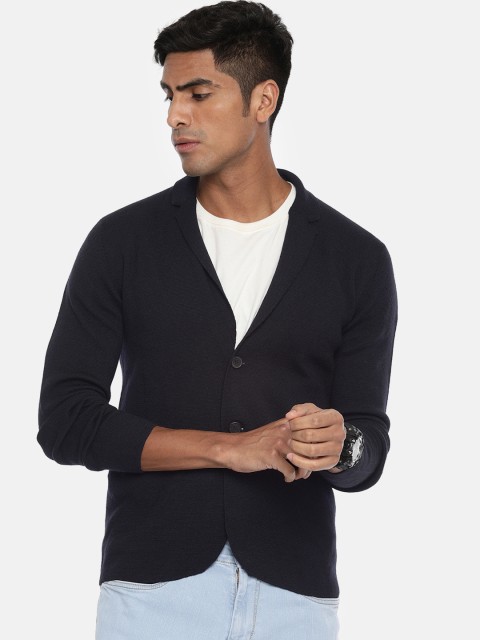 

Jack & Jones Navy Blue Solid Single-Breasted Regular Fit Casual Blazer