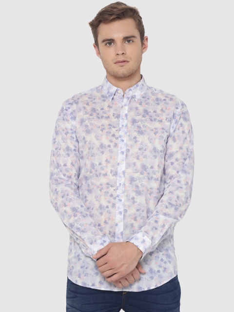 

Jack & Jones Men White & Blue Slim Fit Printed Casual Shirt
