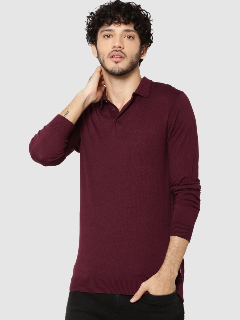 

Jack & Jones Men Burgundy Solid Polo T-shirt
