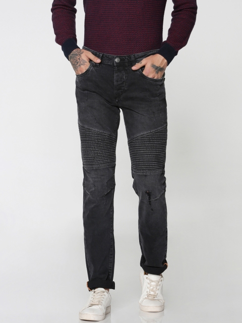 

Jack & Jones Men Black Slim Fit Low-Rise Mildly Distressed Stretchable Jeans