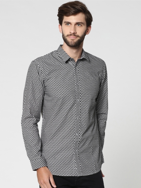 

Jack & Jones Men Black & Grey Slim Fit Printed Casual Shirt
