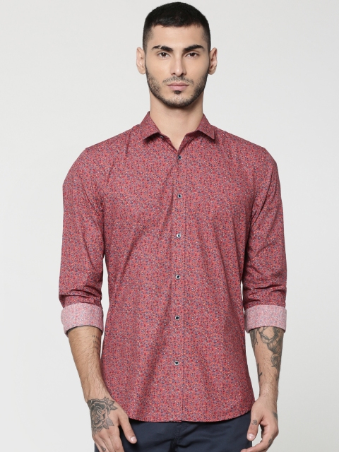 

Jack & Jones Men Pink & Blue Slim Fit Printed Casual Shirt