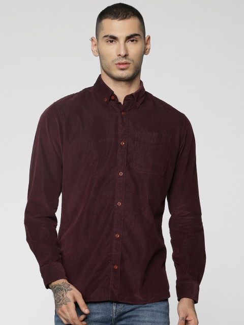 

Jack & Jones Men Burgundy Slim Fit Self Design Casual Shirt