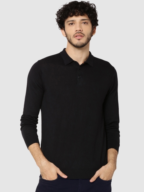 

Jack & Jones Men Black Solid Polo Collar T-shirt