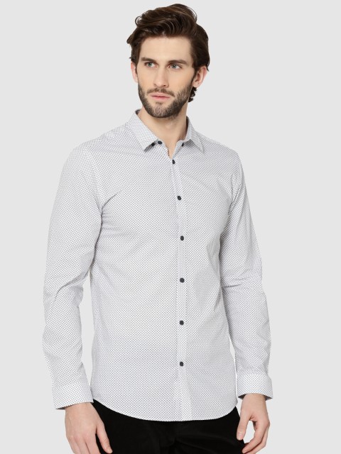 

Jack & Jones Men White & Black Slim Fit Printed Casual Shirt
