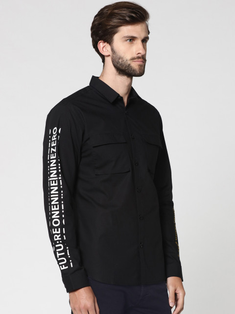 

Jack & Jones Men Black Slim Fit Printed Casual Shirt