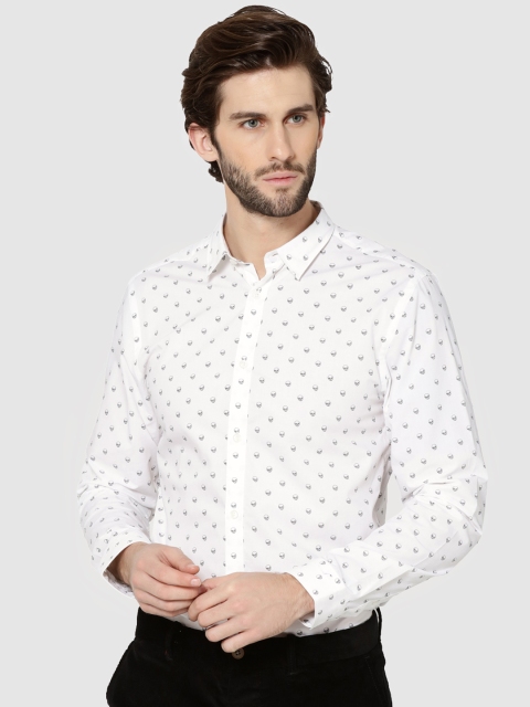 

Jack & Jones Men White & Black Slim Fit Printed Casual Shirt