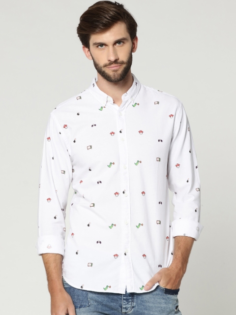 

Jack & Jones Men White Regular Fit Printed Casual Shirt