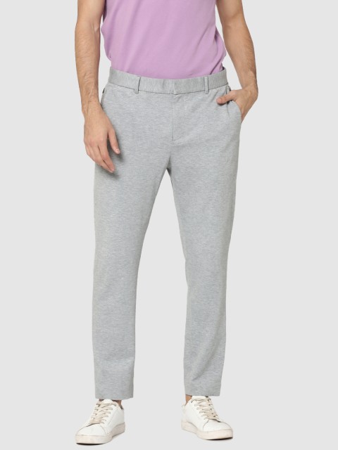 

Jack & Jones Men Grey Melange Slim Fit Solid Regular Trousers