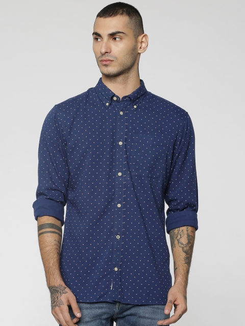 

Jack & Jones Men Navy Blue Slim Fit Printed Casual Shirt