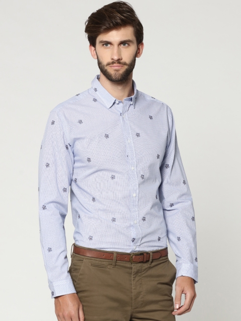 

Jack & Jones Men Blue & White Slim Fit Checked Casual Shirt