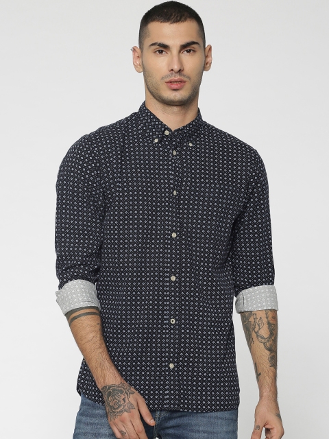 

Jack & Jones Men Black & Blue Slim Fit Printed Casual Shirt