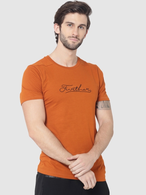 

Jack Jones Men Rust Solid Round Neck Pure Cotton T-shirt