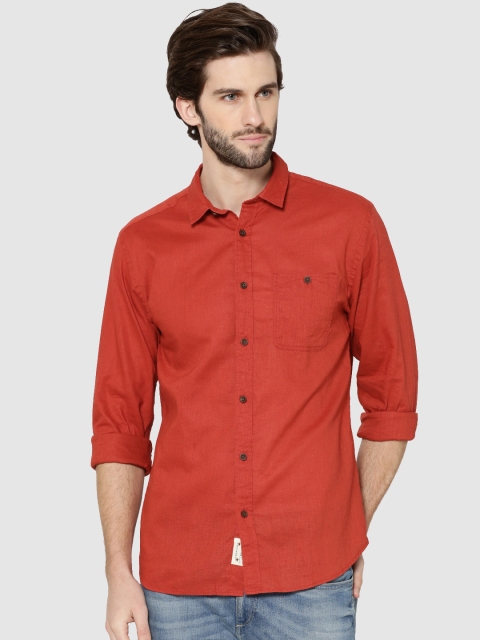 

Jack & Jones Men Rust Orange Slim Fit Solid Casual Shirt