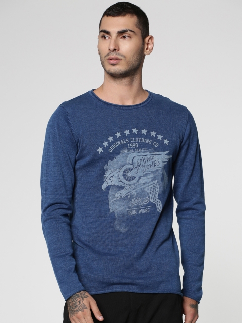 

Jack & Jones Men Blue Printed Sweater