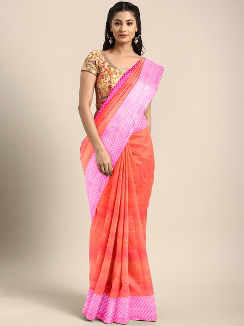 

Nanda Silk Mills Peach-Coloured Embellished Art Silk Saree
