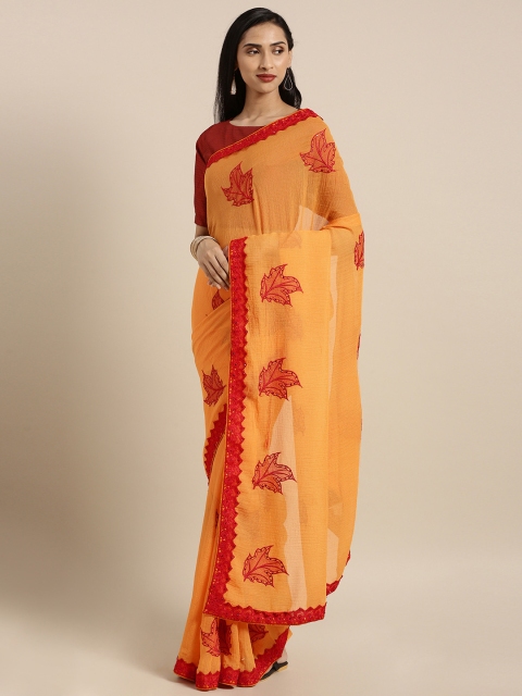 

Nanda Silk Mills Mustard Yellow Embroidered Art Silk Saree