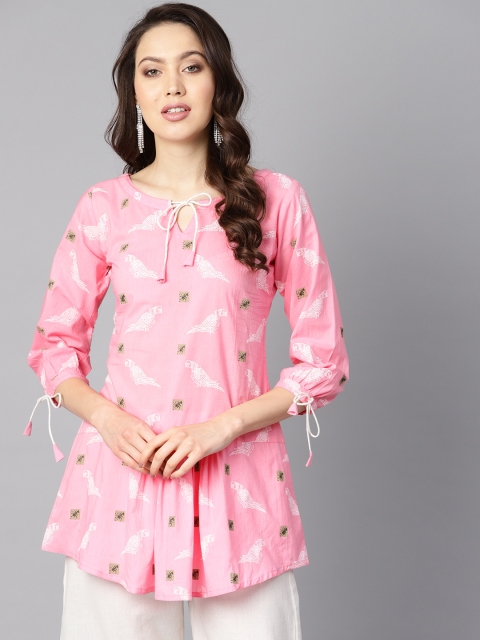 

AASI - HOUSE OF NAYO Pink & White Printed Tunic