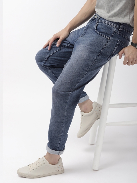 

Mast & Harbour Men Blue Carrot Regular Fit Mid-Rise Clean Look Stretchable Jeans
