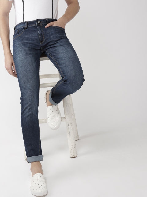 

Mast & Harbour Men Navy Blue Tapered Fit Mid-Rise Clean Look Stretchable Jeans