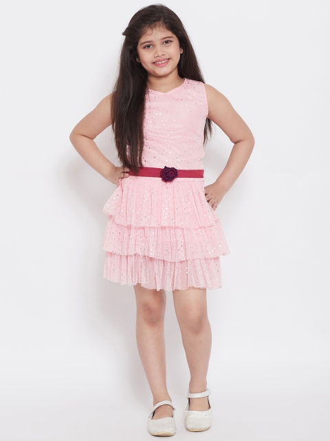 

Stylo Bug Girls Pink Embellished Fit and Flare Dress
