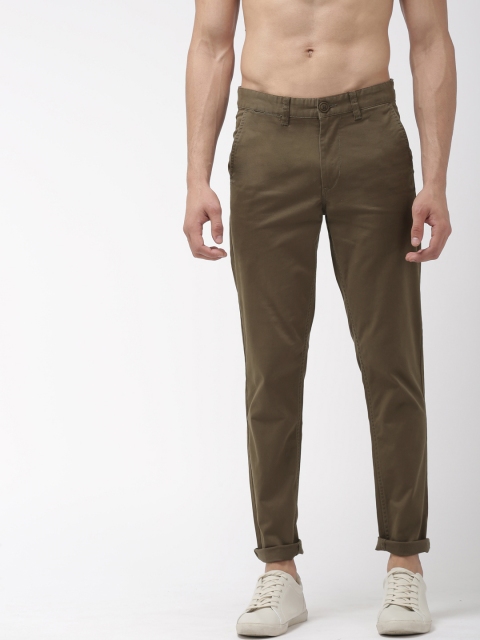 

Harvard Men Olive Green Regular Fit Solid Chinos