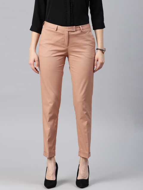

Van Heusen Woman Women Beige Regular Fit Solid Cropped Formal Trousers