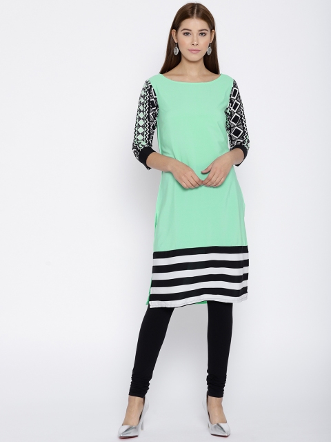 

La Firangi Green Polyester Crepe Kurta