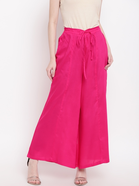 

Ayaany Women Pink Solid Flared Palazzos