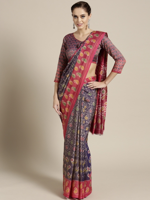 

Saree mall Purple & Pink Printed Ikat Saree