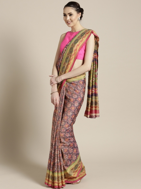 

Saree mall Purple & Pink Printed Ikat Saree